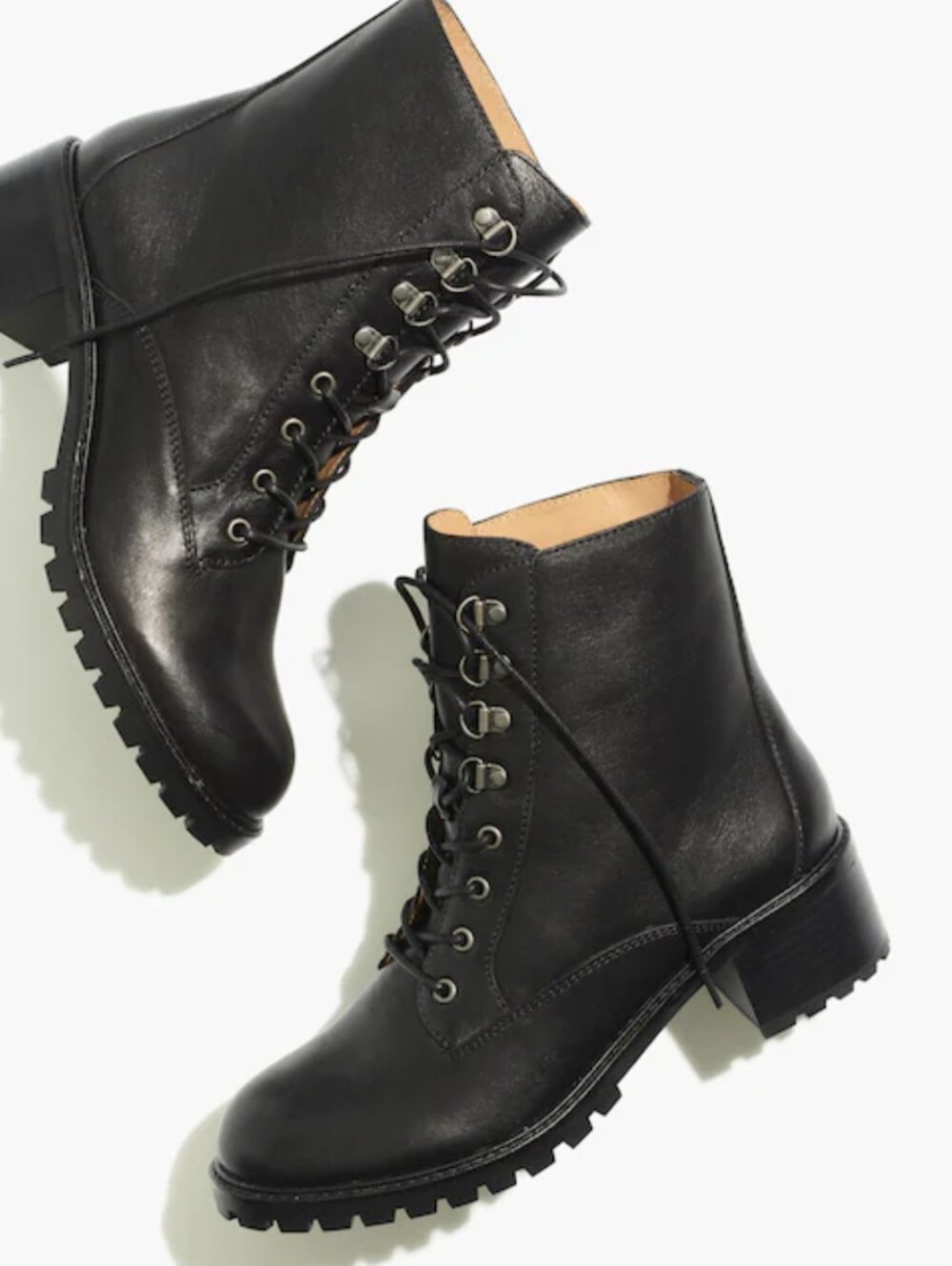 Madewell Julien Lace-up Lugsole Boot In Black Leather